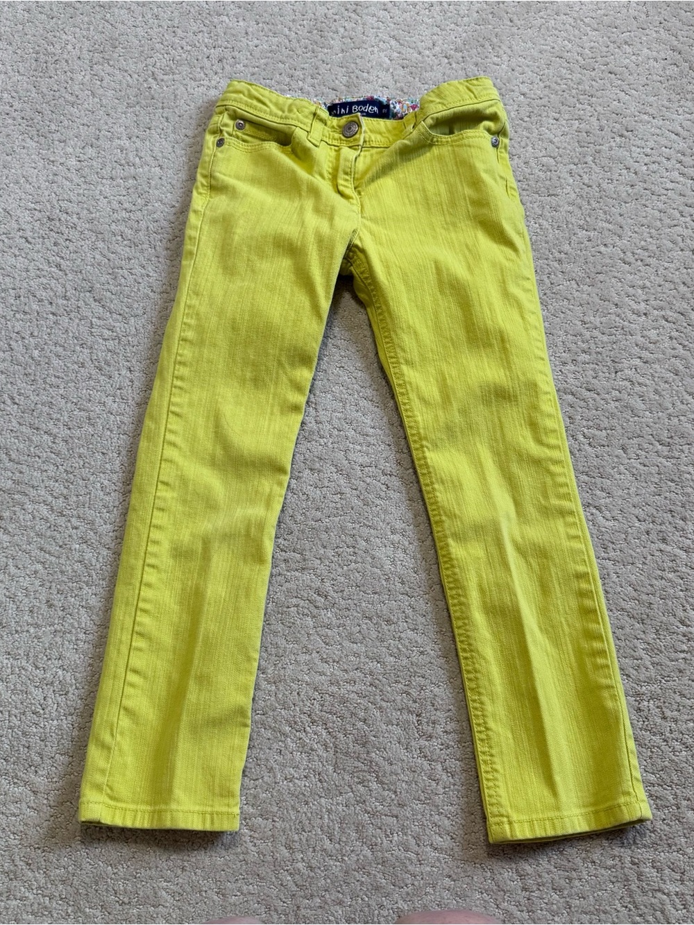 Mini Boden Girls Jeans Adjustable Waist Size 8 Y Lime Green Colorful